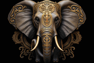 Regal elephant emblem, with its majestic presence and wise demeanor, symbolizing strength and wisdom.