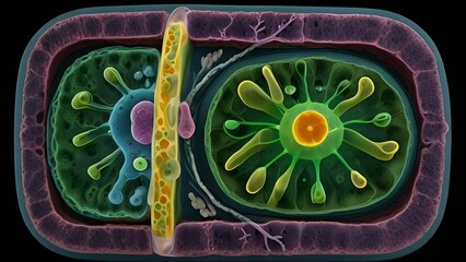 The Vibrant Engines of Life: A Plant Cell's Chloroplast Factory