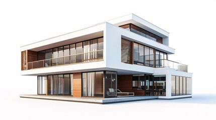 3d rendering of modern house, real estate business house house price concept illustration
