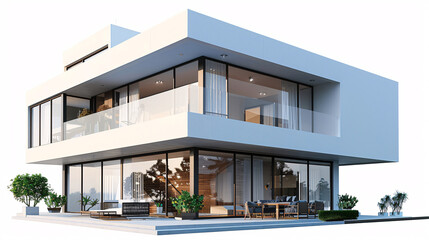 3d rendering of modern house, real estate business house house price concept illustration