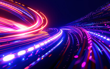 Technological glowing tunnel background, 3D rendering