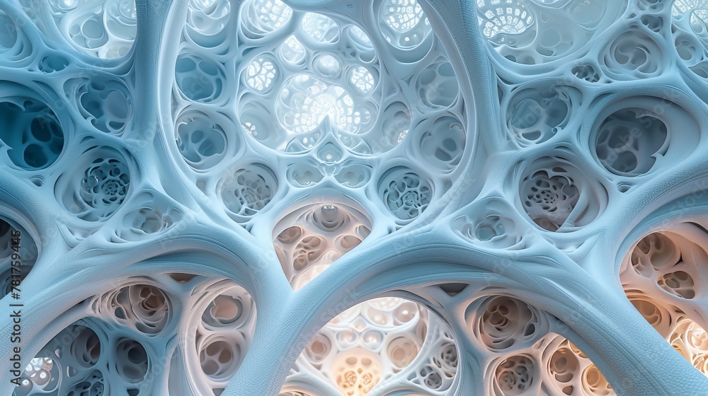 Poster abstract fractal: a 3d vector illustration of a fractal tree, with branches branching out