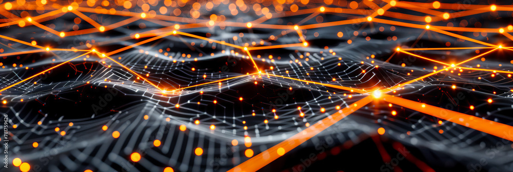 Aufkleber digital networking in blue, abstract futuristic technology and science background, cyber connectivit