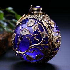 Antique Style Blue Glass Perfume Bottle

