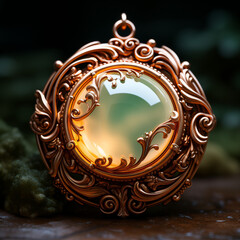 Antique Bronze Locket on Moss

