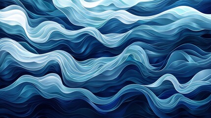 Fototapeta premium Abstract Patterns: A vector illustration of flowing, wave-like patterns in cool