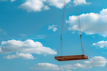 swing from cloud on blue sky background