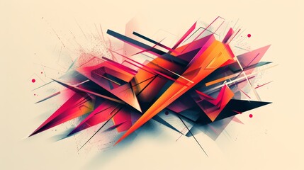 Geometric Artwork: A 3D vector illustration of a geometric sculpture with sharp angles