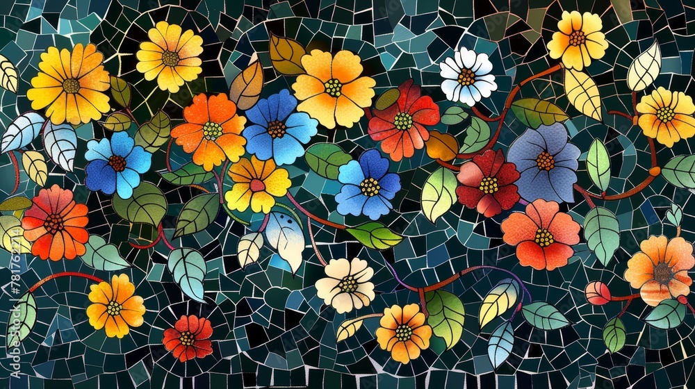 Poster mosaic patterns: a vector graphic of a mosaic pattern inspired by nature