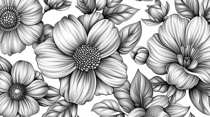 Nature Patterns: A vector illustration of intricate flower patterns