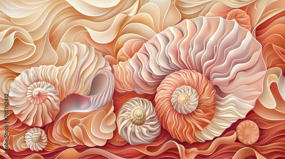 Poster nature patterns: a vector illustration of patterns in seashells