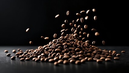  Coffee beans in motion ready to brew - obrazy, fototapety, plakaty