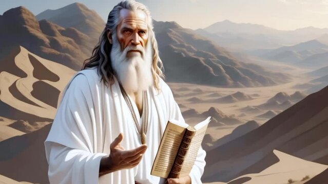 Moses, an Old Testament Jewish prophet with Ten commandments, Generative AI,