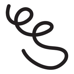 Curvy Curved Line Design Element Vector. Swirly line doodle.