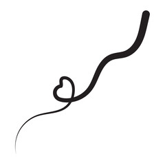 Squiggle and swirl line with a heart. Hand drawn calligraphic swirl. Swirly line doodle. 11:11