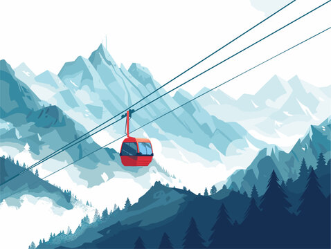 Cable Car Expedition: Ascend to Panoramic Heights Through Animated Illustrations