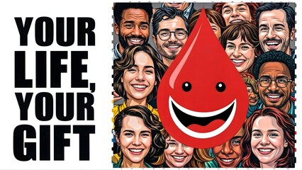 Heartfelt Blood Donation Poster: Lifesaving Illustration for Medical Campaigns