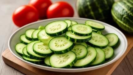  Freshly sliced cucumbers ready to be enjoyed