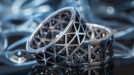 Elegant 925 sterling silver ring design on a soft backdrop. A luxurious and intricately designed ring stands out against a creamy, soft background, bathed in gentle light