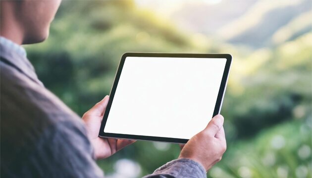 フレーム　タブレット　iPad　手　男性　人物　モックアップ
