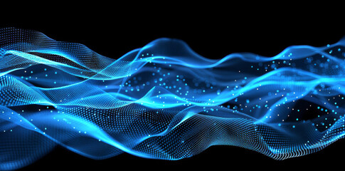 Fototapeta premium Abstract blue wave background with dots and lines, hitech concept of big data or digital sound equalizer
