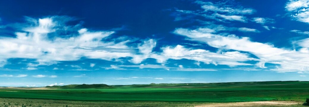 Beautiful panorama of a vast Montana valley in the spring