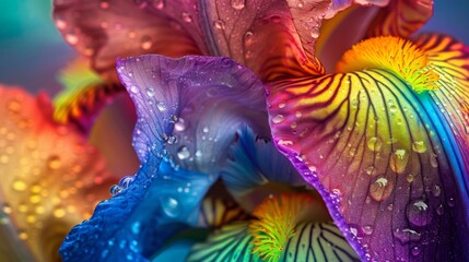The vibrant colors of a persons irises mirrored the vivid hues of a rainbow signifying the beautiful connection between human and the natural worlds diverse palette. .