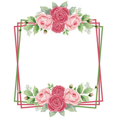 frame with roses - obrazy, fototapety, plakaty