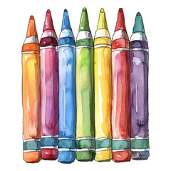simple vector watercolour set of crayola crayons - obrazy, fototapety, plakaty