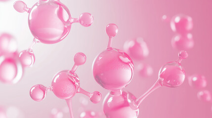 Soft-focus image of pink molecular structures highlighting themes of science and health
