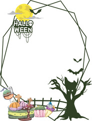 Halloween frame design on transparent background.
