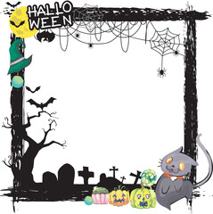 Halloween frame design on transparent background.