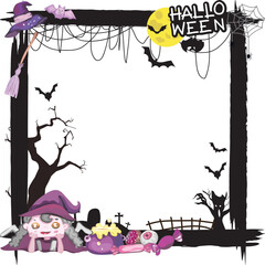 Halloween frame design on transparent background.