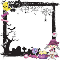 Fototapeta premium Halloween frame design on transparent background.