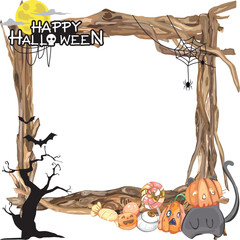 Halloween frame design on transparent background.