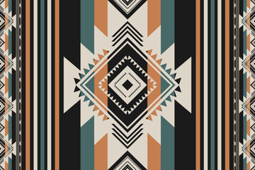 Aztec southwest stripes pattern. Vector Native American southwestern geometric stripes seamless pattern rustic bohemian vintage style. Ethnic southwest pattern use for textile, home decoration element