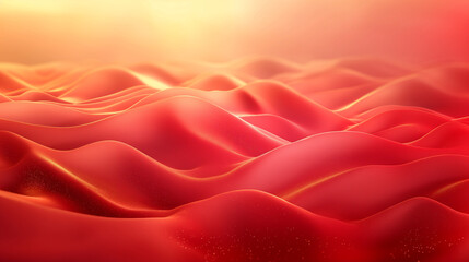 3D vector art background, waves of red hues with golden mist in the lowlands, sparks and highlights on the peaks