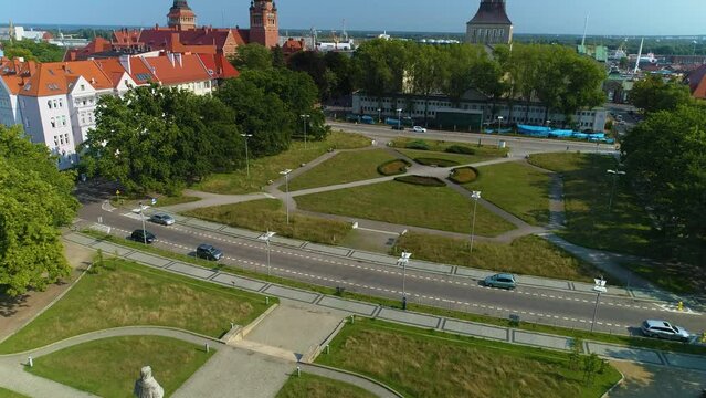 Plac Adam Mickiewicz Square Szczecin Aerial View Poland