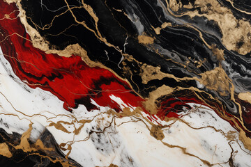 Gold, white, black, and red marble background