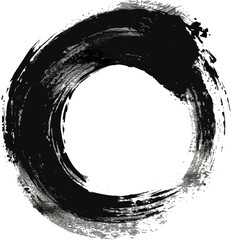 Black ink brush stroke vector circle shape on a white background