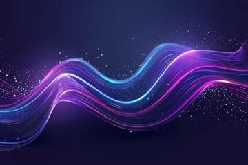 Fotobehang Technology data background glowing particles abstract futuristic and technology digital wave particles glowing background, 3D rendering © lin