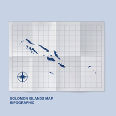  Solomon Islands map country in folded grid paper