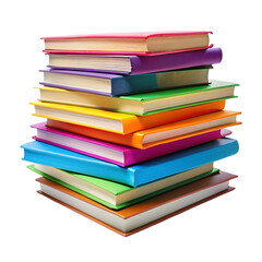 Stack of colorful books isolated on transparent background