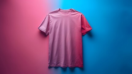 a t-shirt mockup against a solid color backdrop, depicted in realistic high resolution, its clean design and customizable features perfect for showcasing unique designs