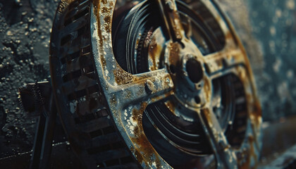 An intricate, steampunk-style gear mechanism with interlocking cogs and gears.
 - obrazy, fototapety, plakaty