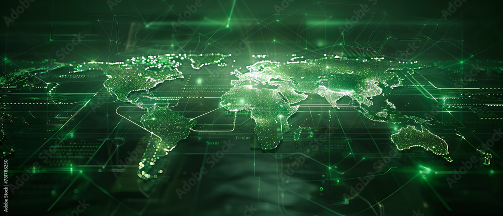 Poster global networking and digital communication concept, futuristic technology background with earth glo