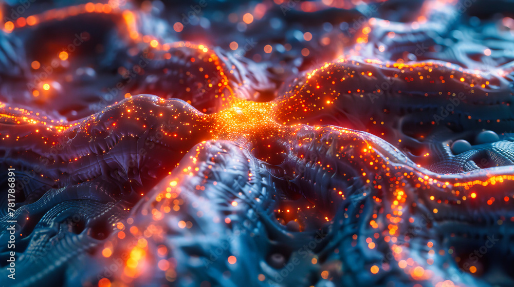 Poster glowing abstract background with red and blue energy, futuristic design with light and motion concep