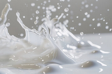 Milk splashing and pouring, healthy fresh breakfast milk drink flow design element
