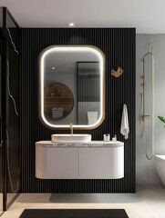 Modern bathroom sink mirror design