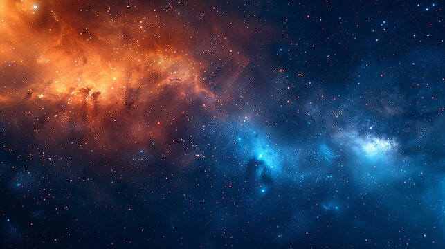 Digital space abstract graphic poster with galaxy and nebula